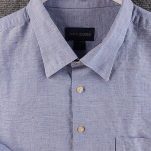 Scott Barber XL Blue Long Sleeve Colorful Specks Button Down 100% Cotton Pocket